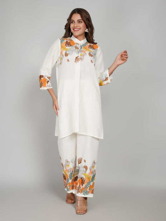 Women’s Multi-Colour Tunic Rayon Slub Co-ords Set – Elegant Comfort with a Modern Twist