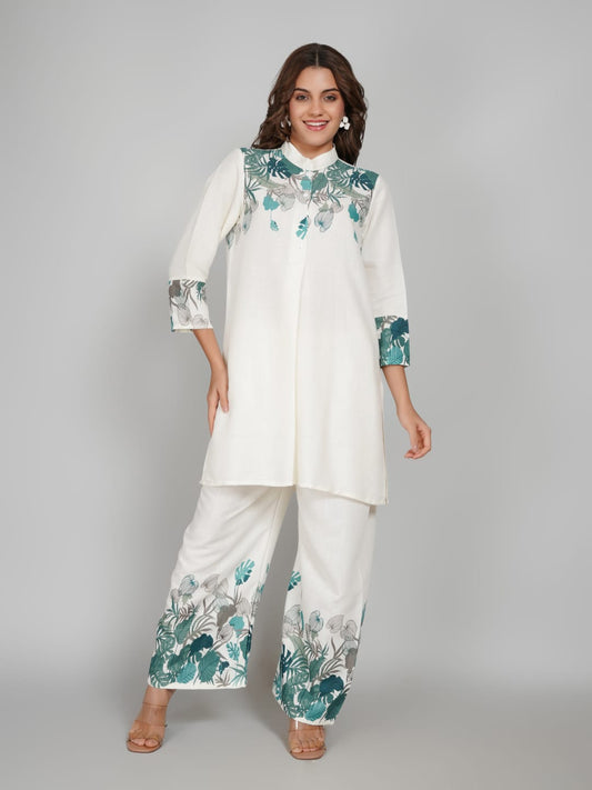 Women’s Multi-Colour Tunic Rayon Slub Co-ords Set – Elegant Comfort with a Modern Twist