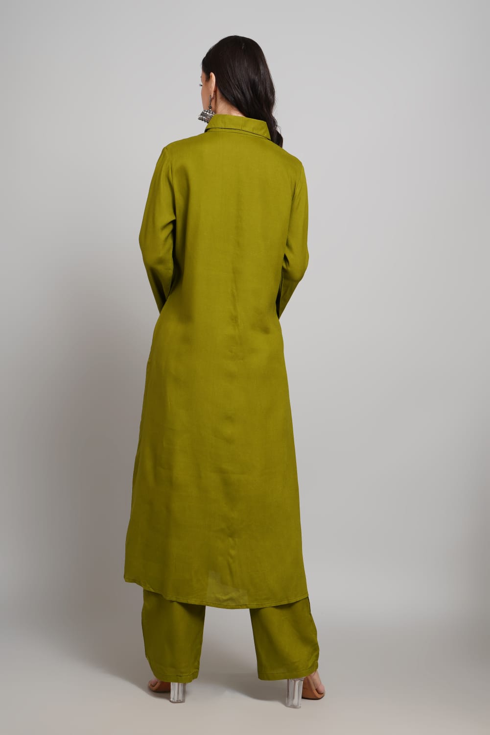 Olive Green Stylish Rayon kurta with pant
