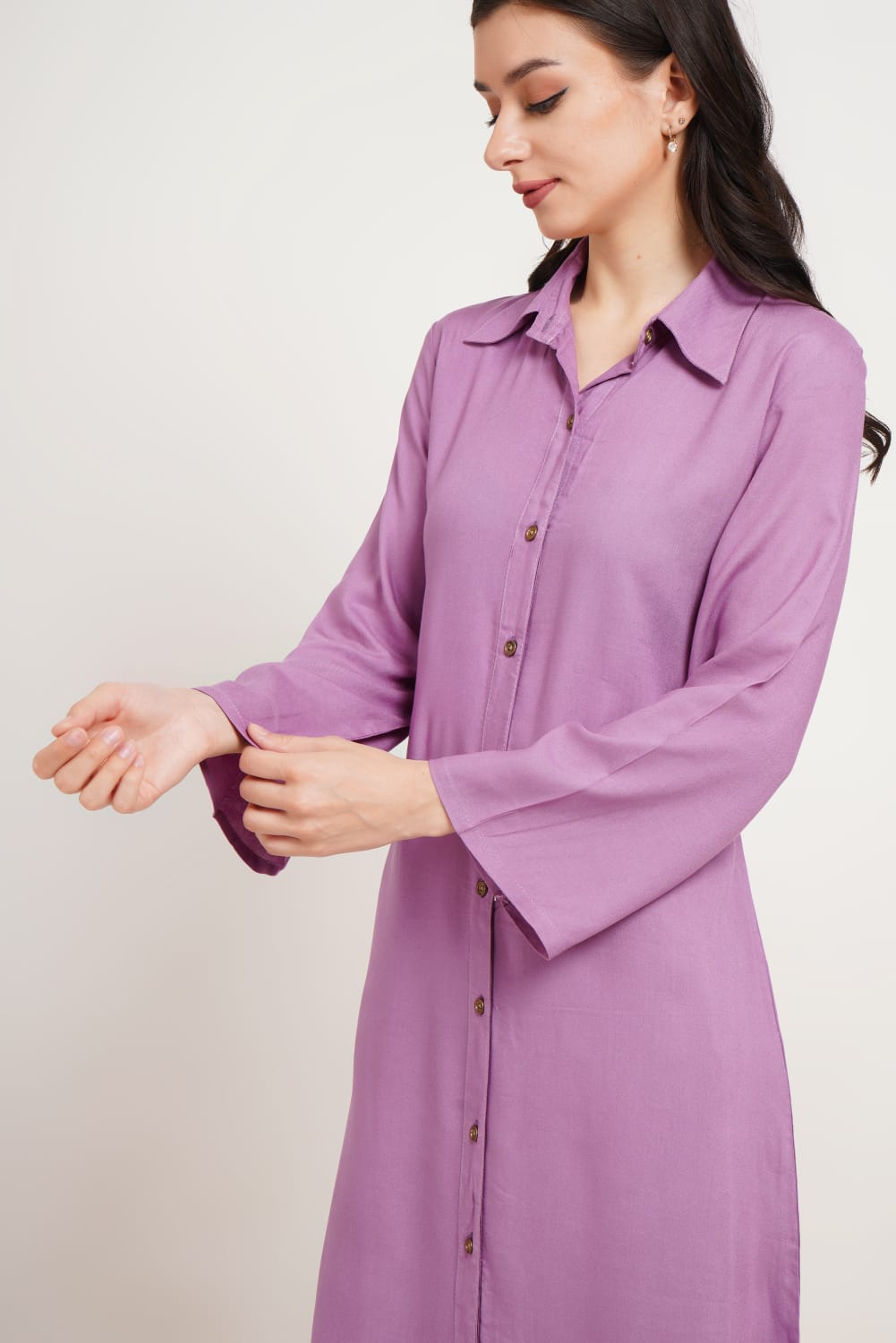 Purple Stylish Rayon kurta with pant