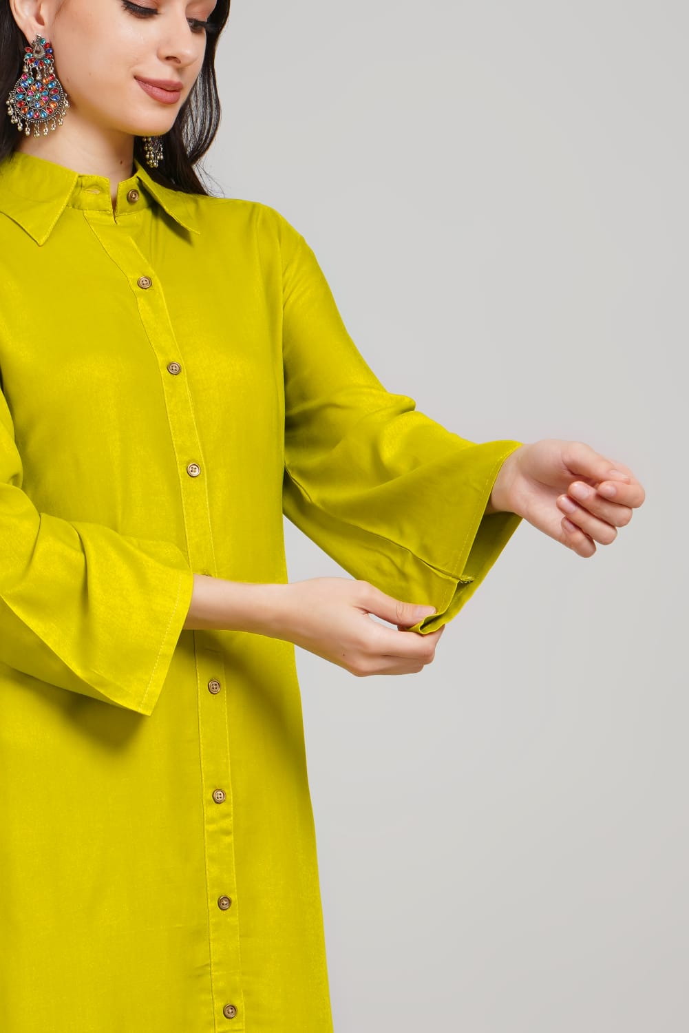 Yellow Stylish Rayon kurta with pant