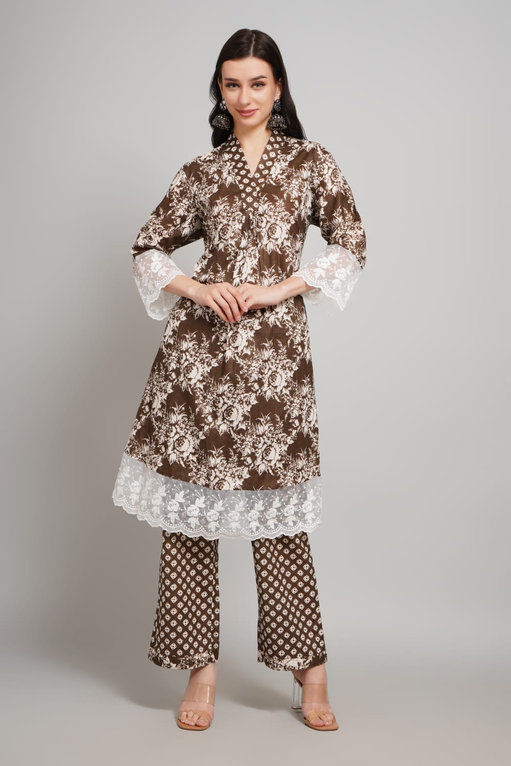 Cotton kurti with plazzo for festive occasions