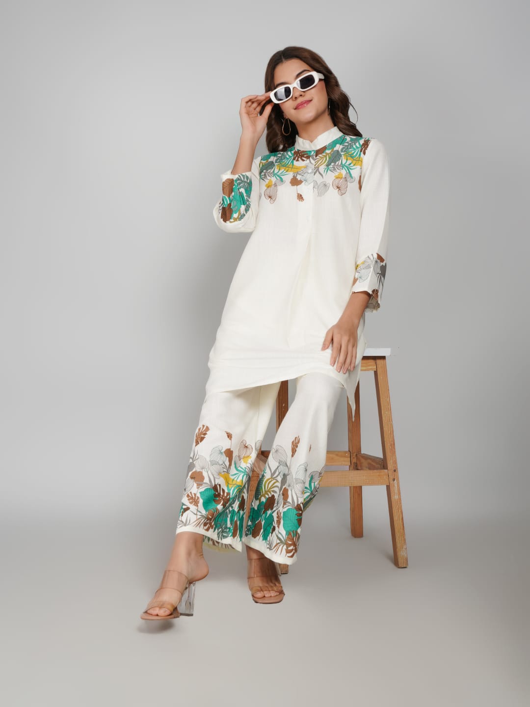 Women’s Multi-Colour Tunic Rayon Slub Co-ords Set – Elegant Comfort with a Modern Twist