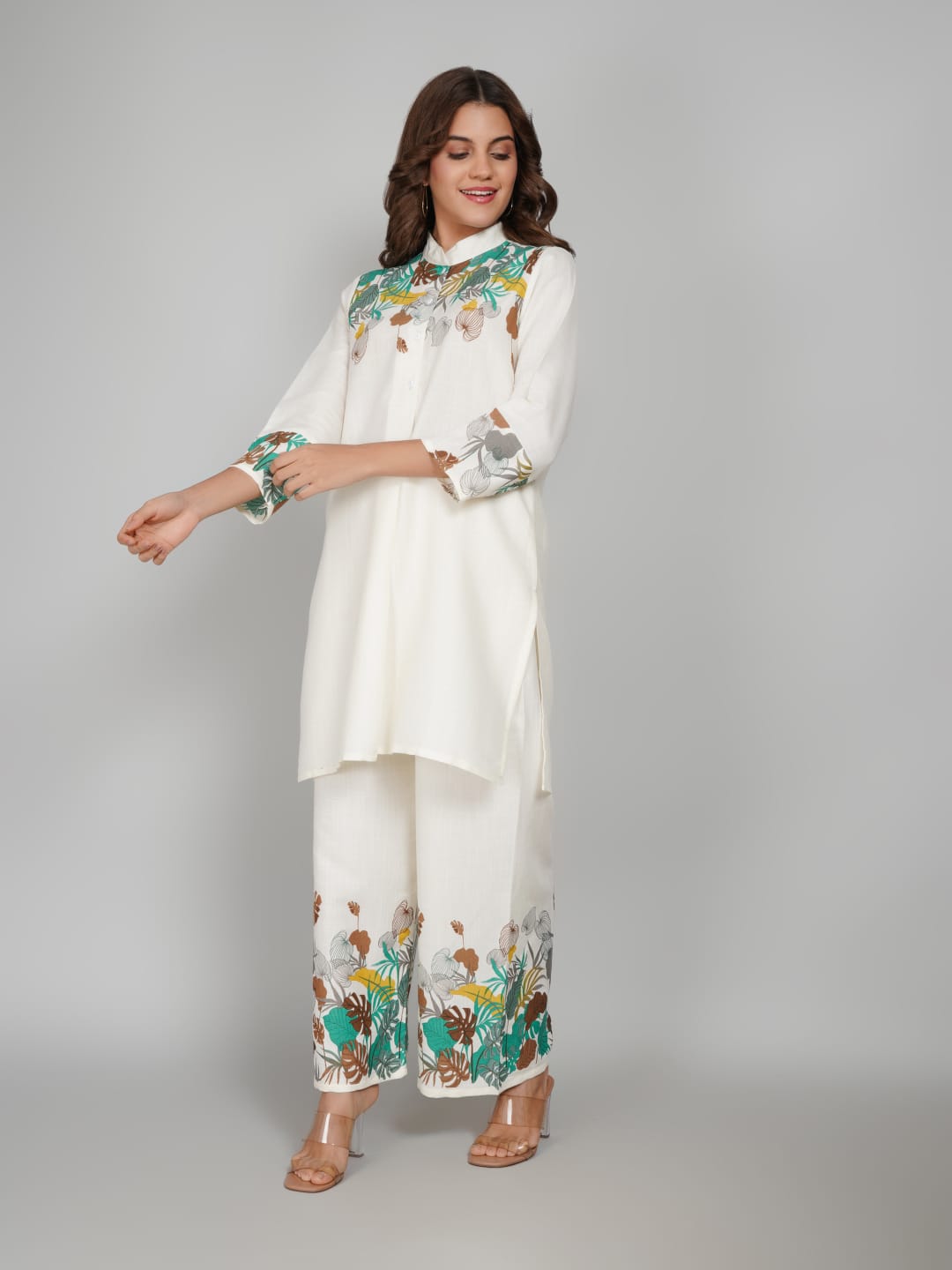 Women’s Multi-Colour Tunic Rayon Slub Co-ords Set – Elegant Comfort with a Modern Twist