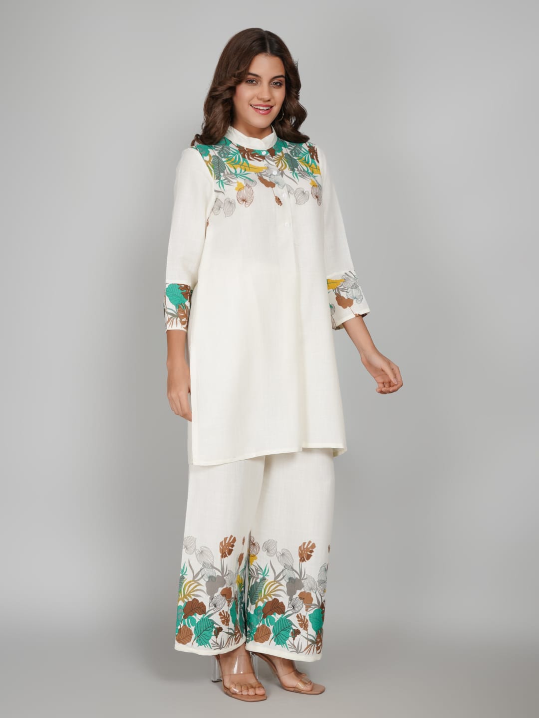 Women’s Multi-Colour Tunic Rayon Slub Co-ords Set – Elegant Comfort with a Modern Twist