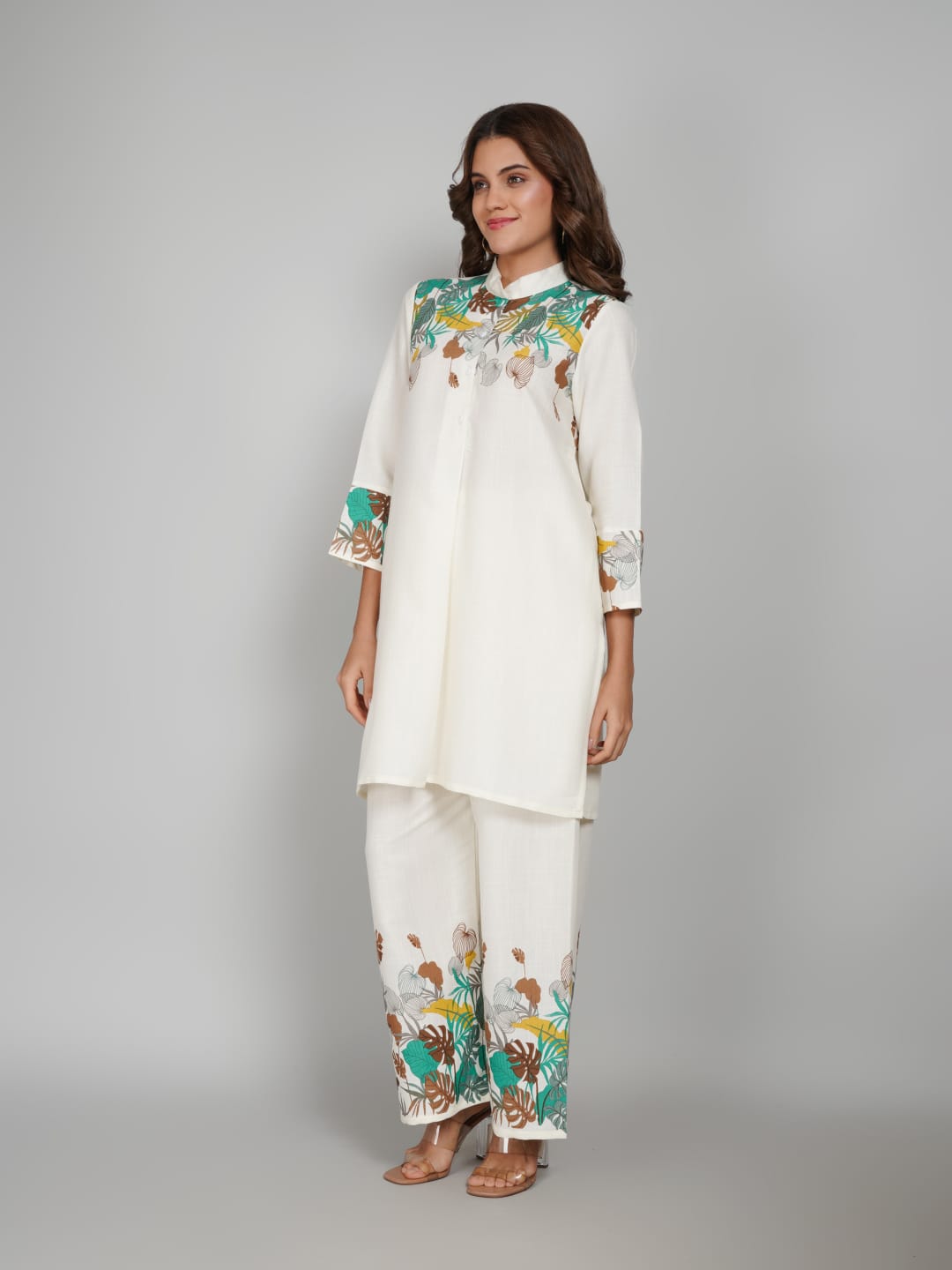 Women’s Multi-Colour Tunic Rayon Slub Co-ords Set – Elegant Comfort with a Modern Twist