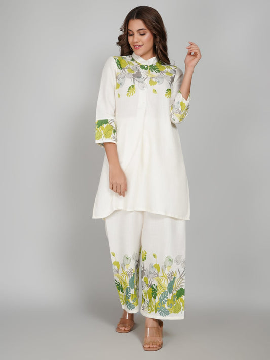 Women’s Multi-Colour Tunic Rayon Slub Co-ords Set – Elegant Comfort with a Modern Twist