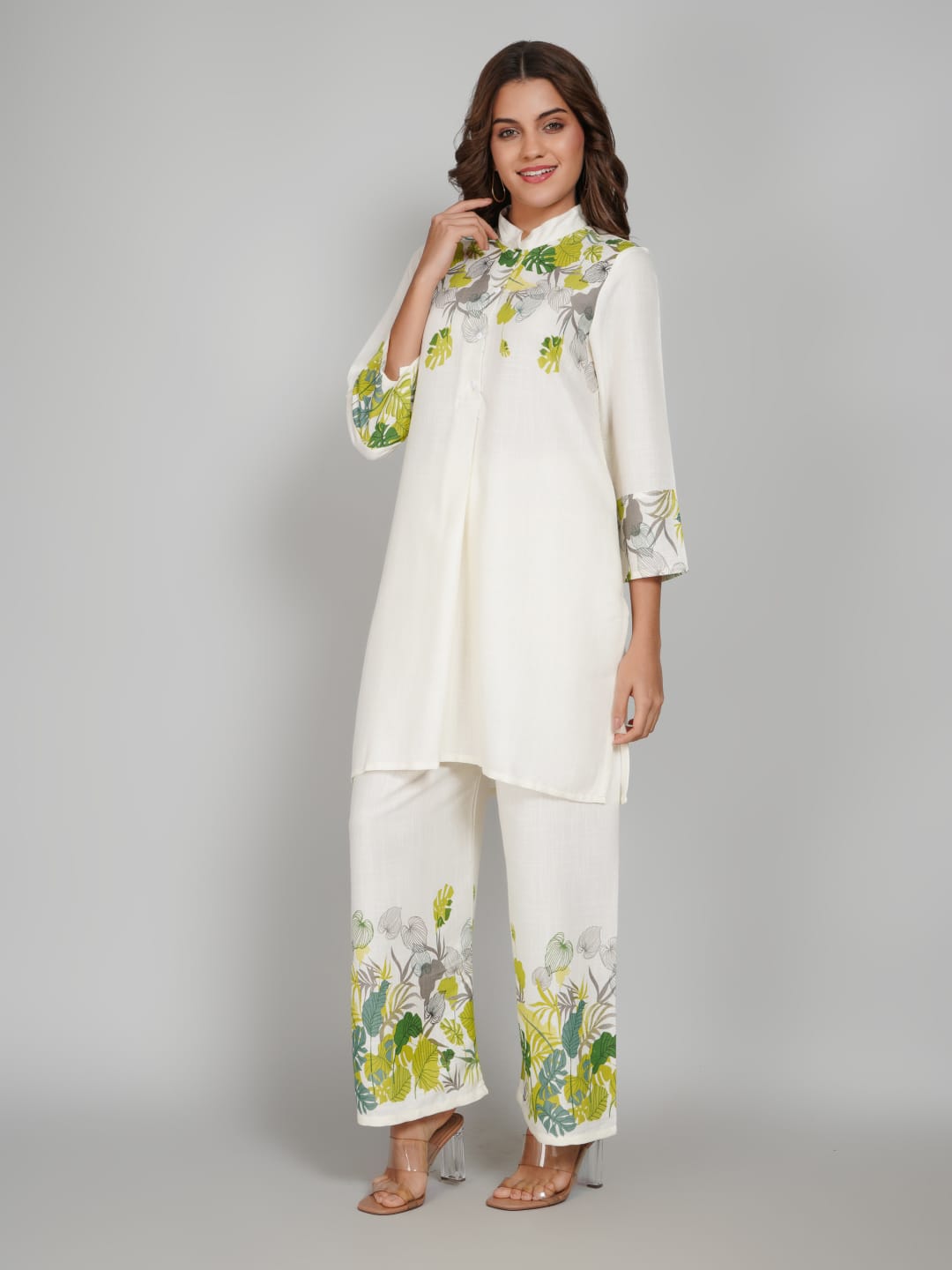 Women’s Multi-Colour Tunic Rayon Slub Co-ords Set – Elegant Comfort with a Modern Twist