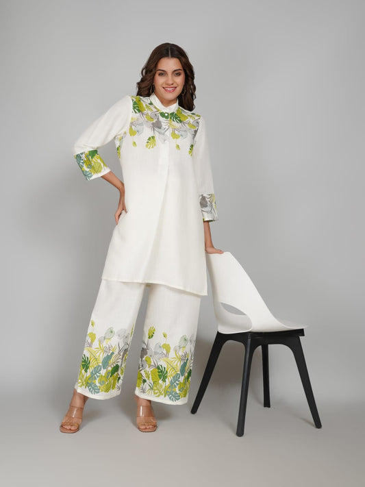 Women’s Multi-Colour Tunic Rayon Slub Co-ords Set – Elegant Comfort with a Modern Twist