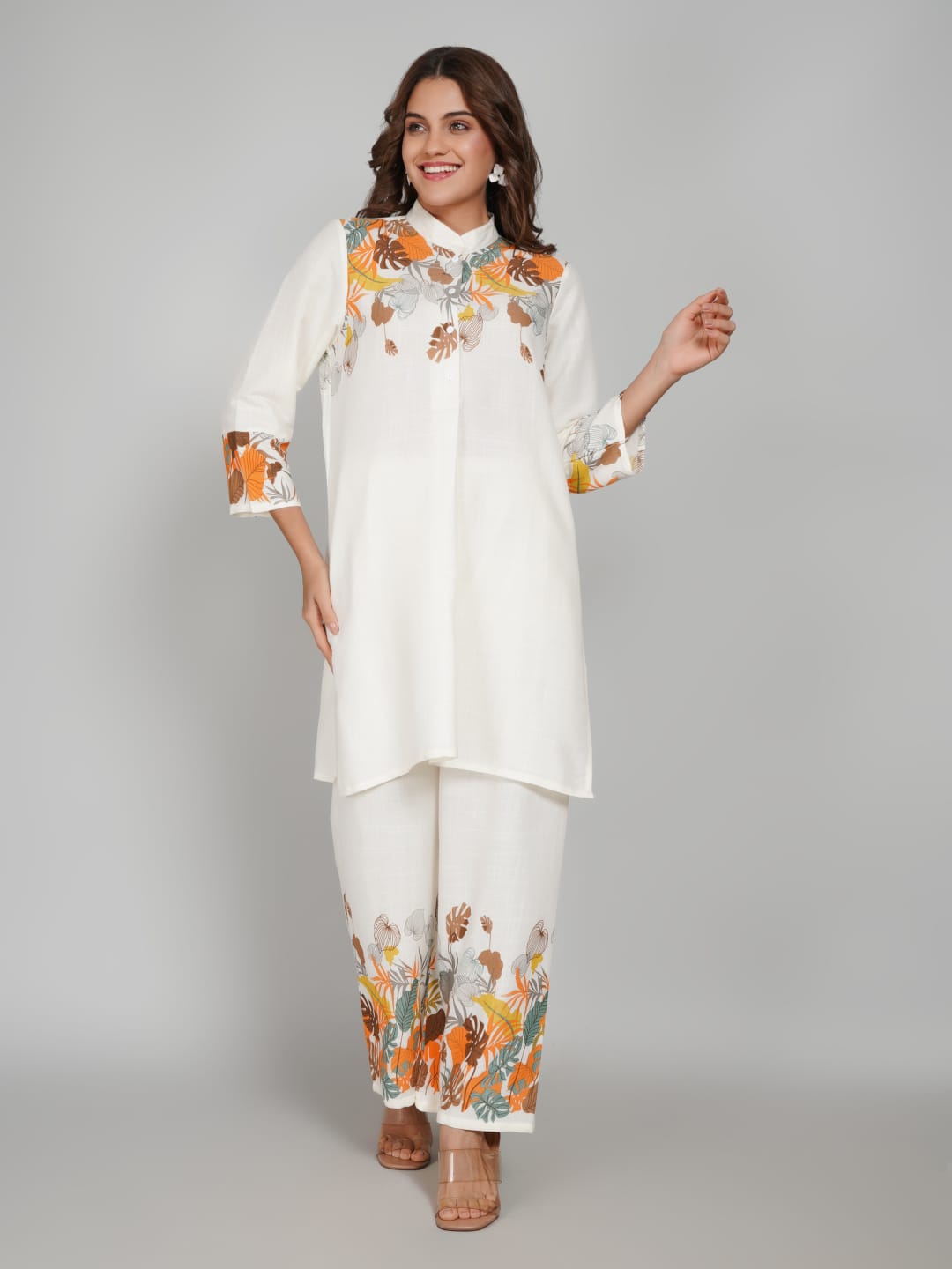 Women’s Multi-Colour Tunic Rayon Slub Co-ords Set – Elegant Comfort with a Modern Twist