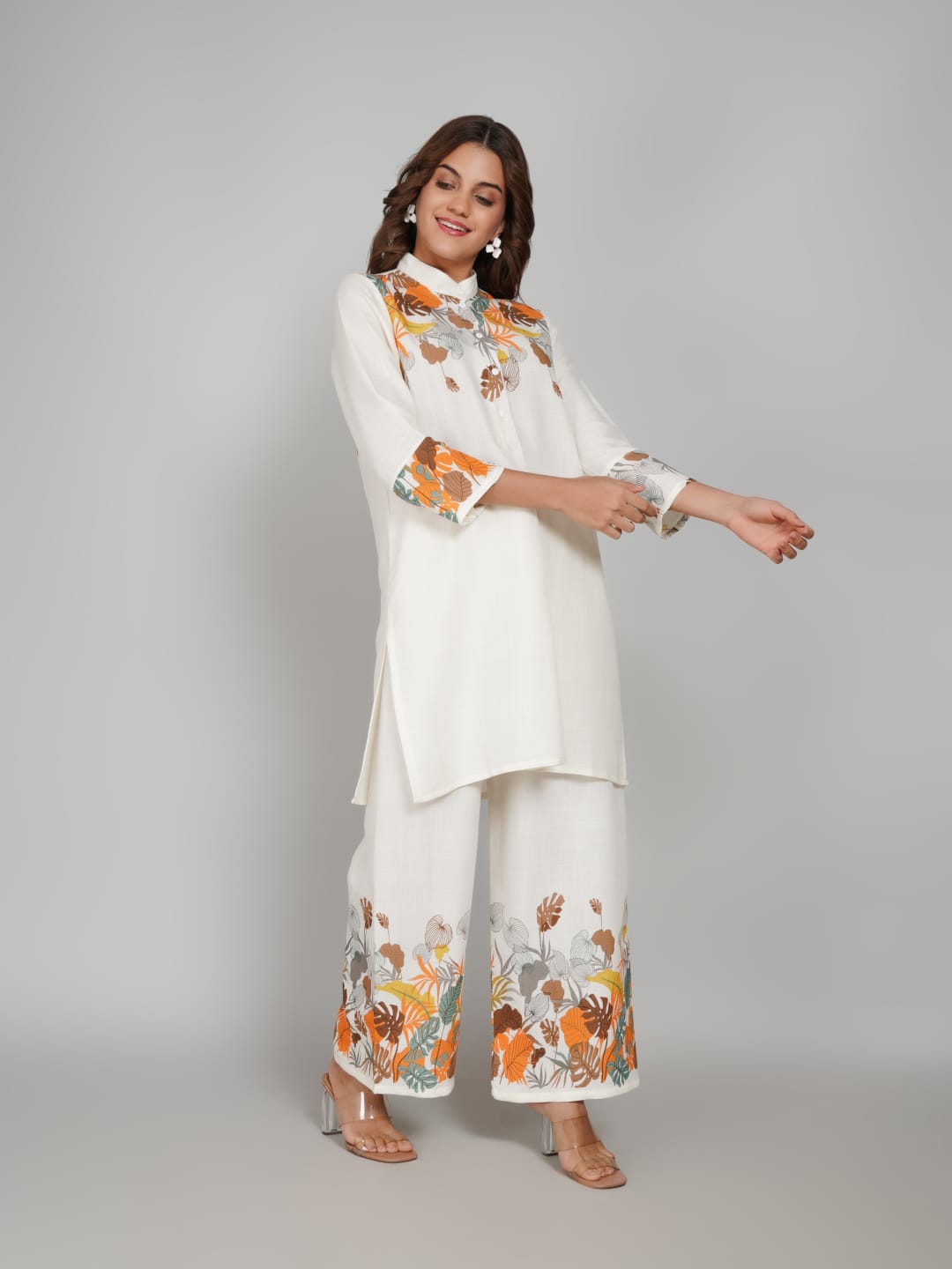 Women’s Multi-Colour Tunic Rayon Slub Co-ords Set – Elegant Comfort with a Modern Twist