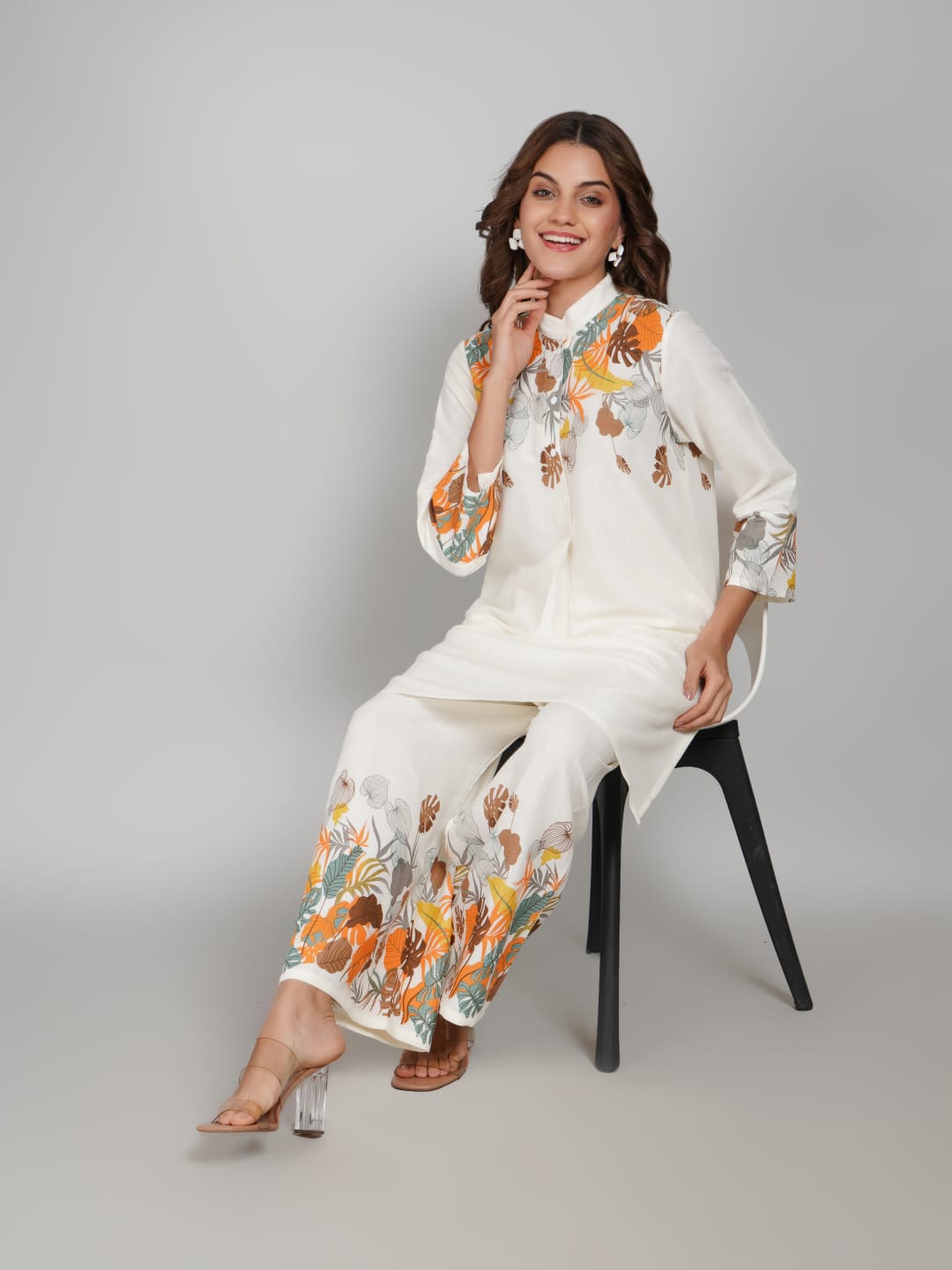 Women’s Multi-Colour Tunic Rayon Slub Co-ords Set – Elegant Comfort with a Modern Twist