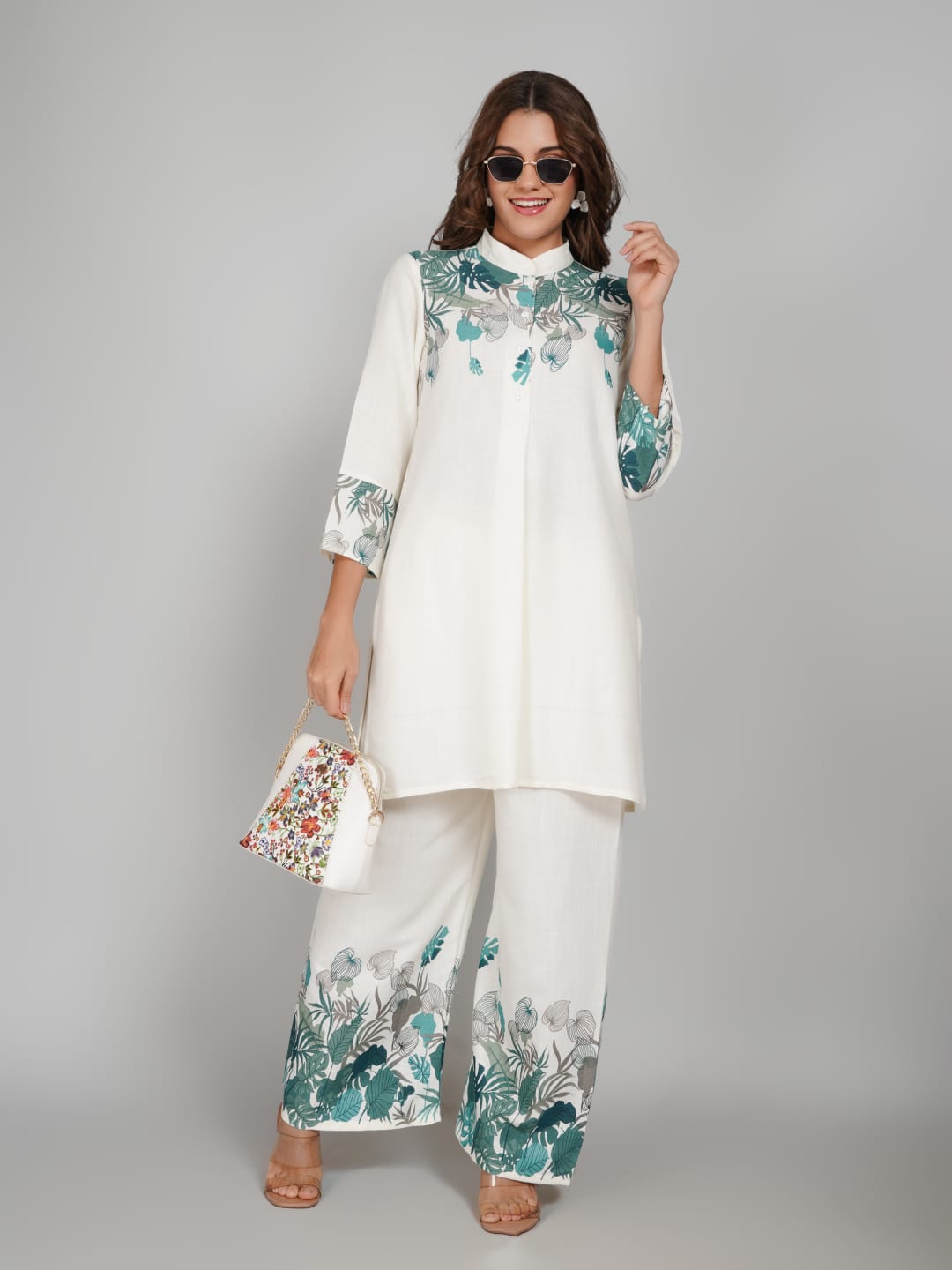 Women’s Multi-Colour Tunic Rayon Slub Co-ords Set – Elegant Comfort with a Modern Twist