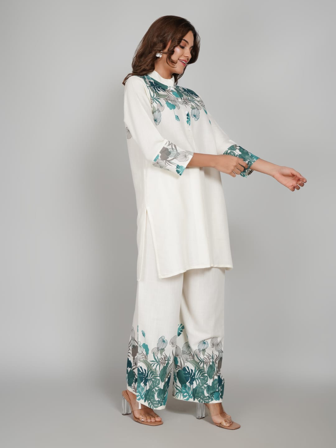 Women’s Multi-Colour Tunic Rayon Slub Co-ords Set – Elegant Comfort with a Modern Twist
