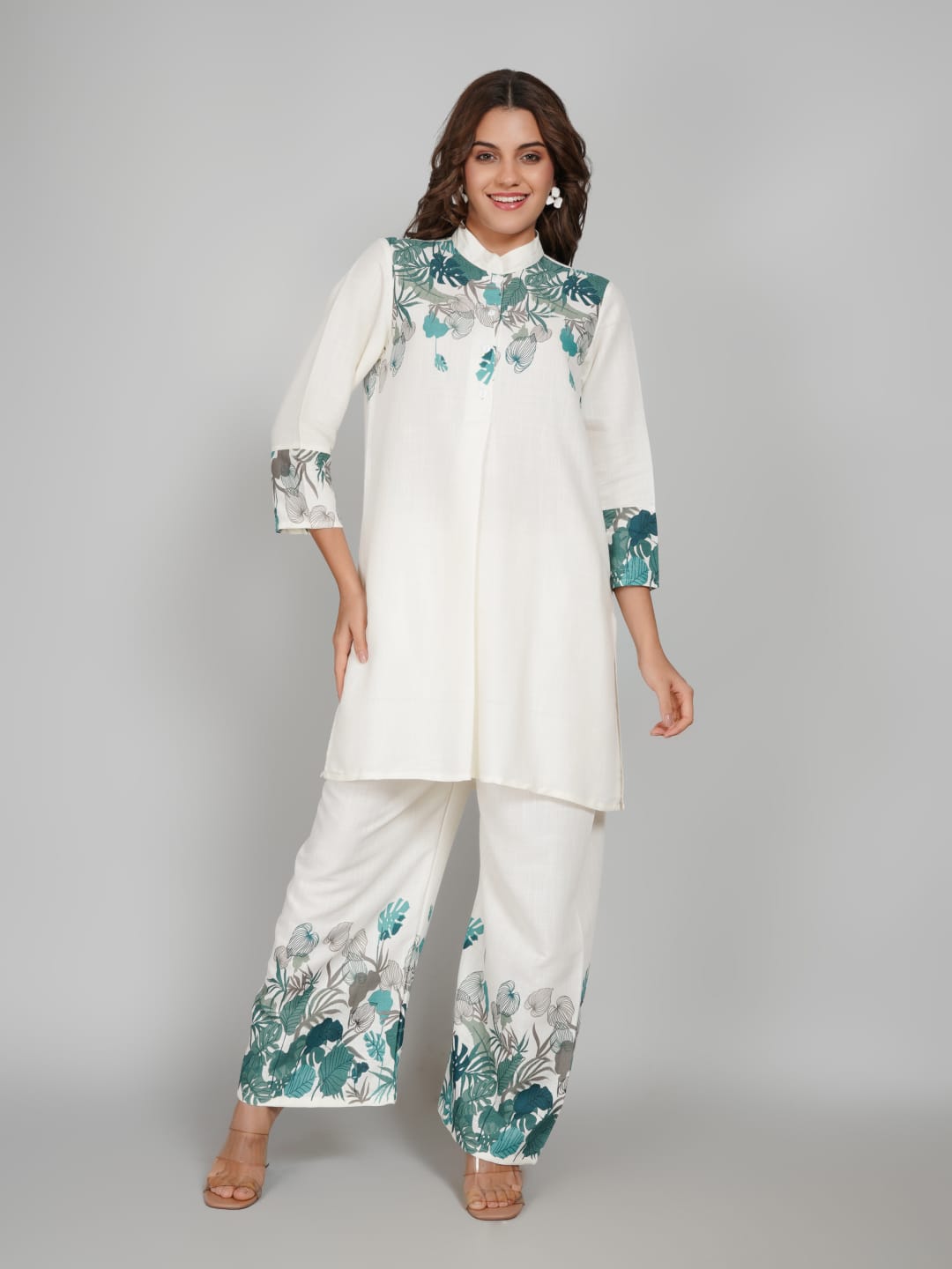 Women’s Multi-Colour Tunic Rayon Slub Co-ords Set – Elegant Comfort with a Modern Twist