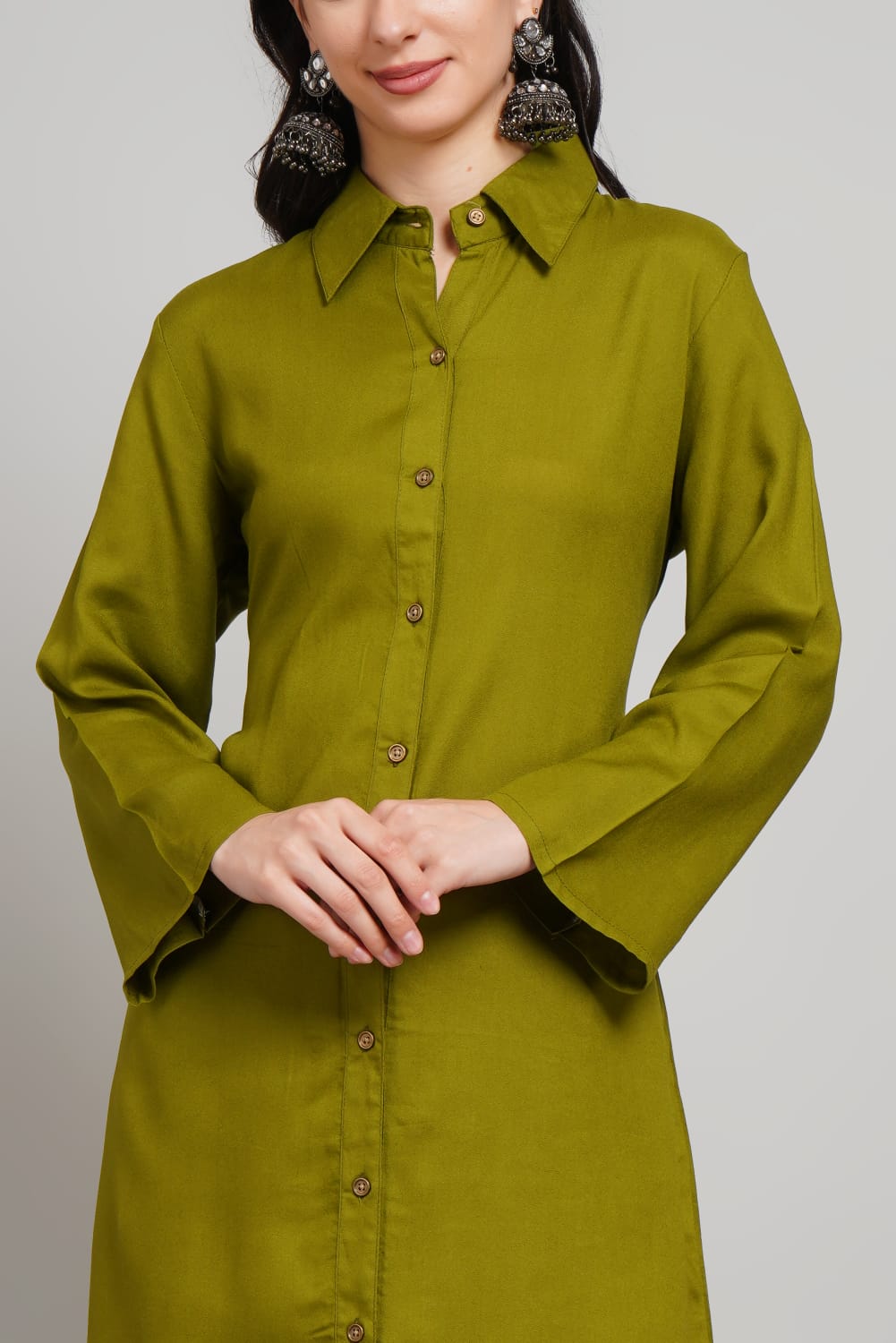 Olive Green Stylish Rayon kurta with pant