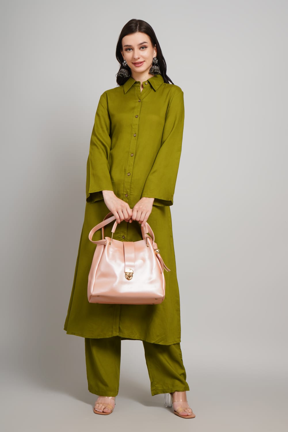 Olive Green Stylish Rayon kurta with pant