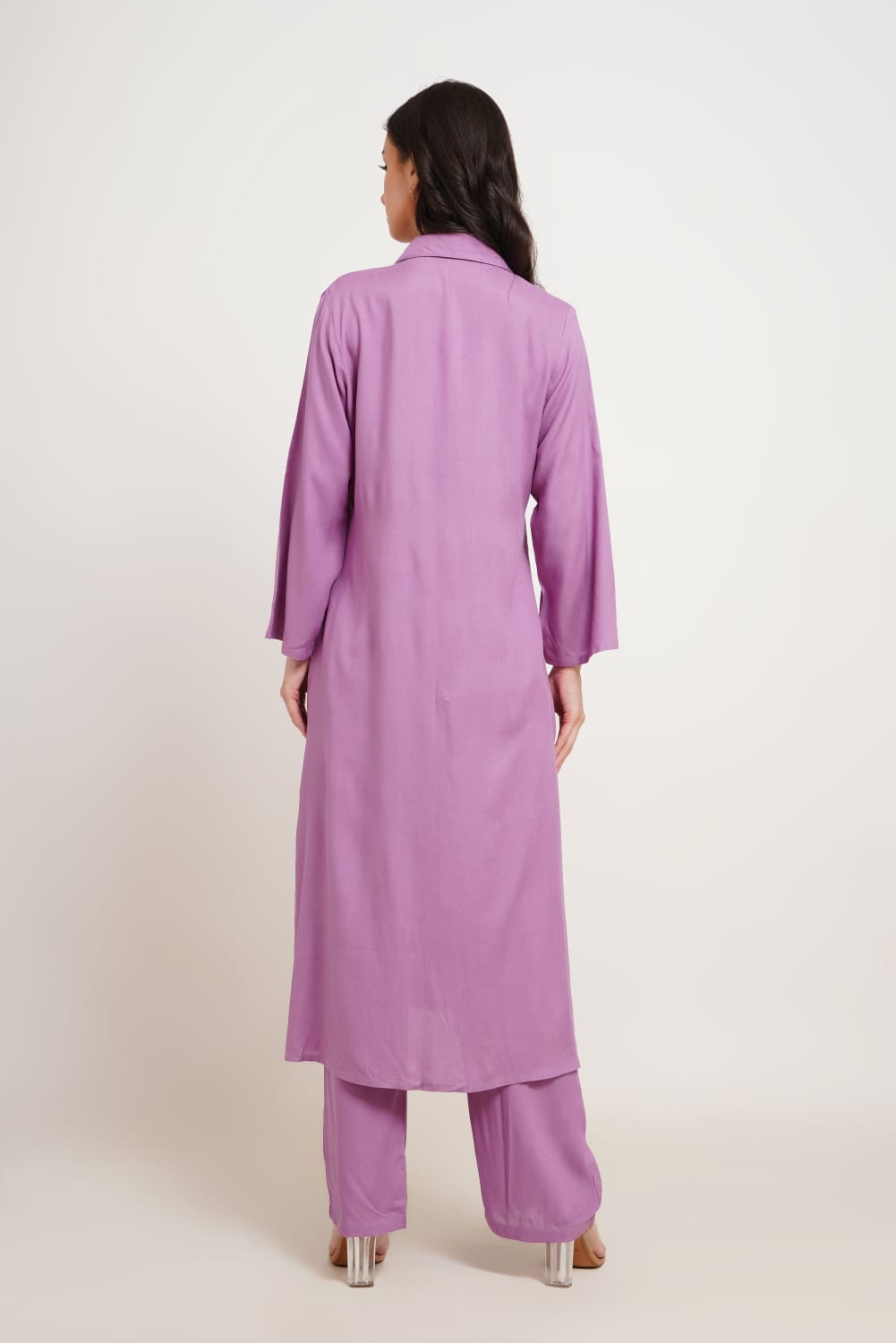 Purple Stylish Rayon kurta with pant