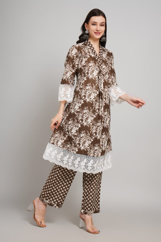 Cotton kurti with plazzo for festive occasions