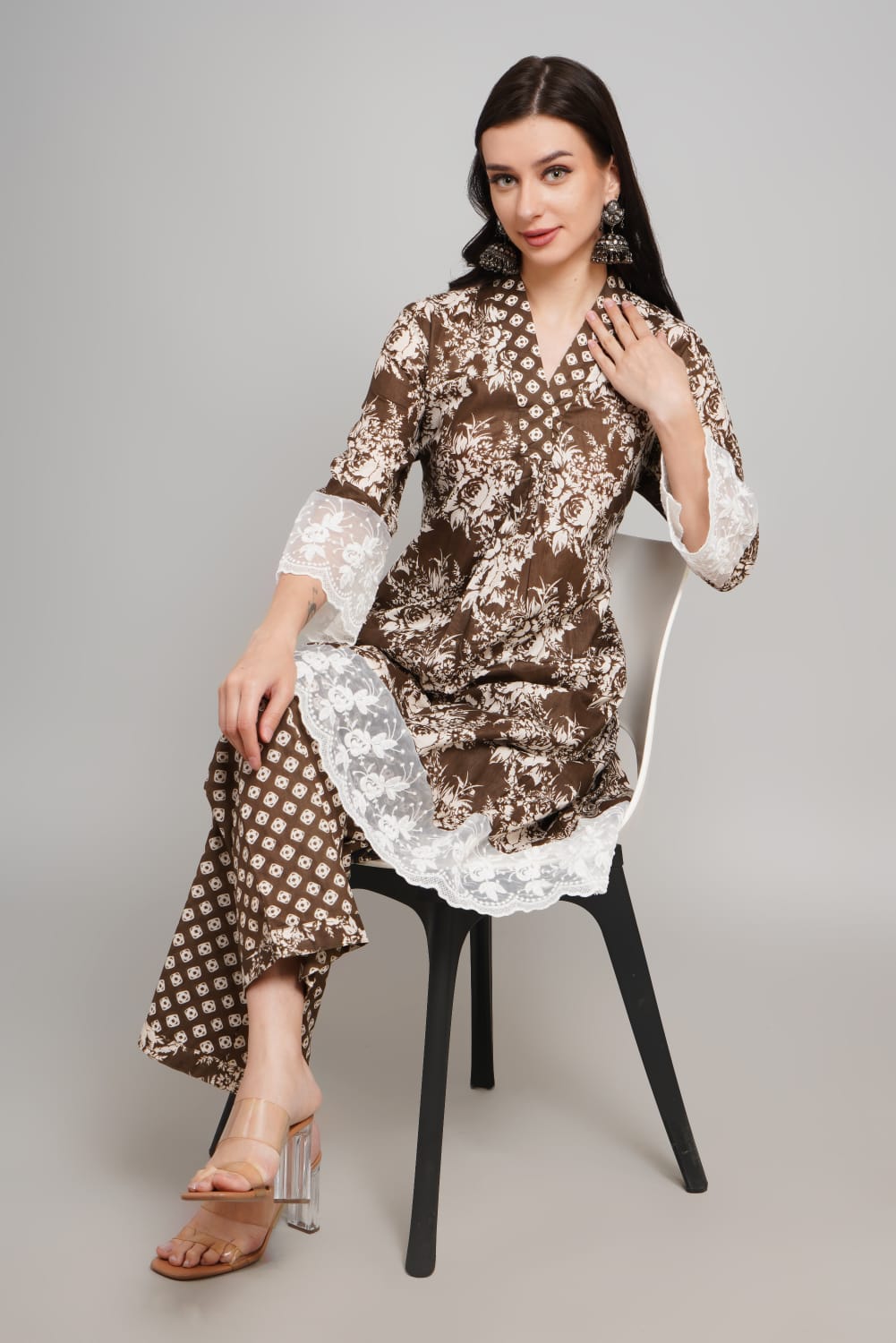 Cotton kurti with plazzo for festive occasions