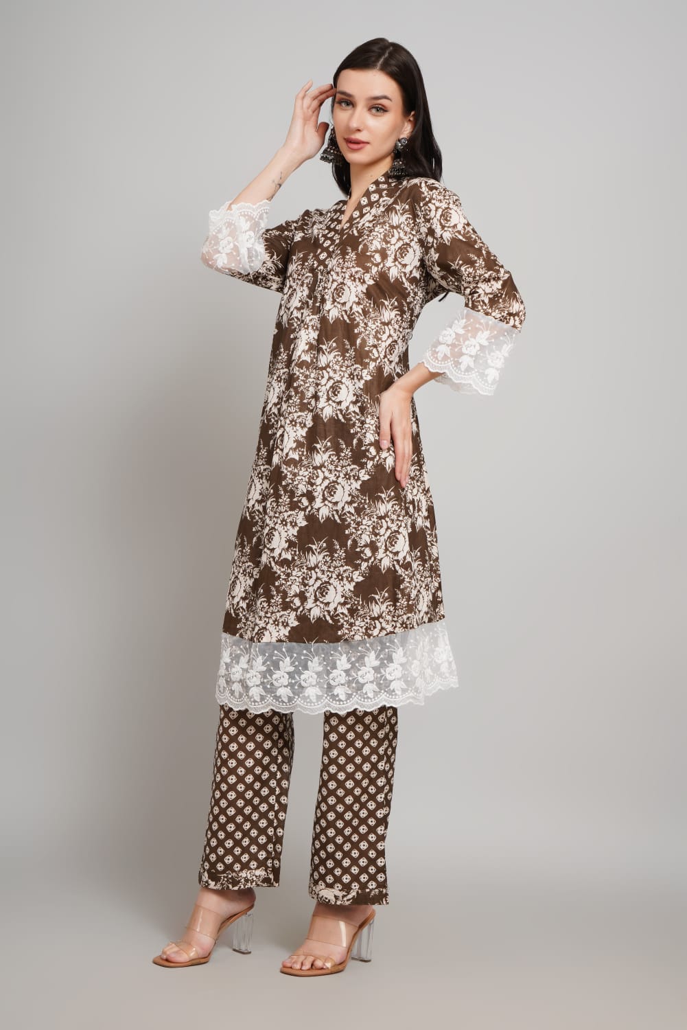 Cotton kurti with plazzo for festive occasions